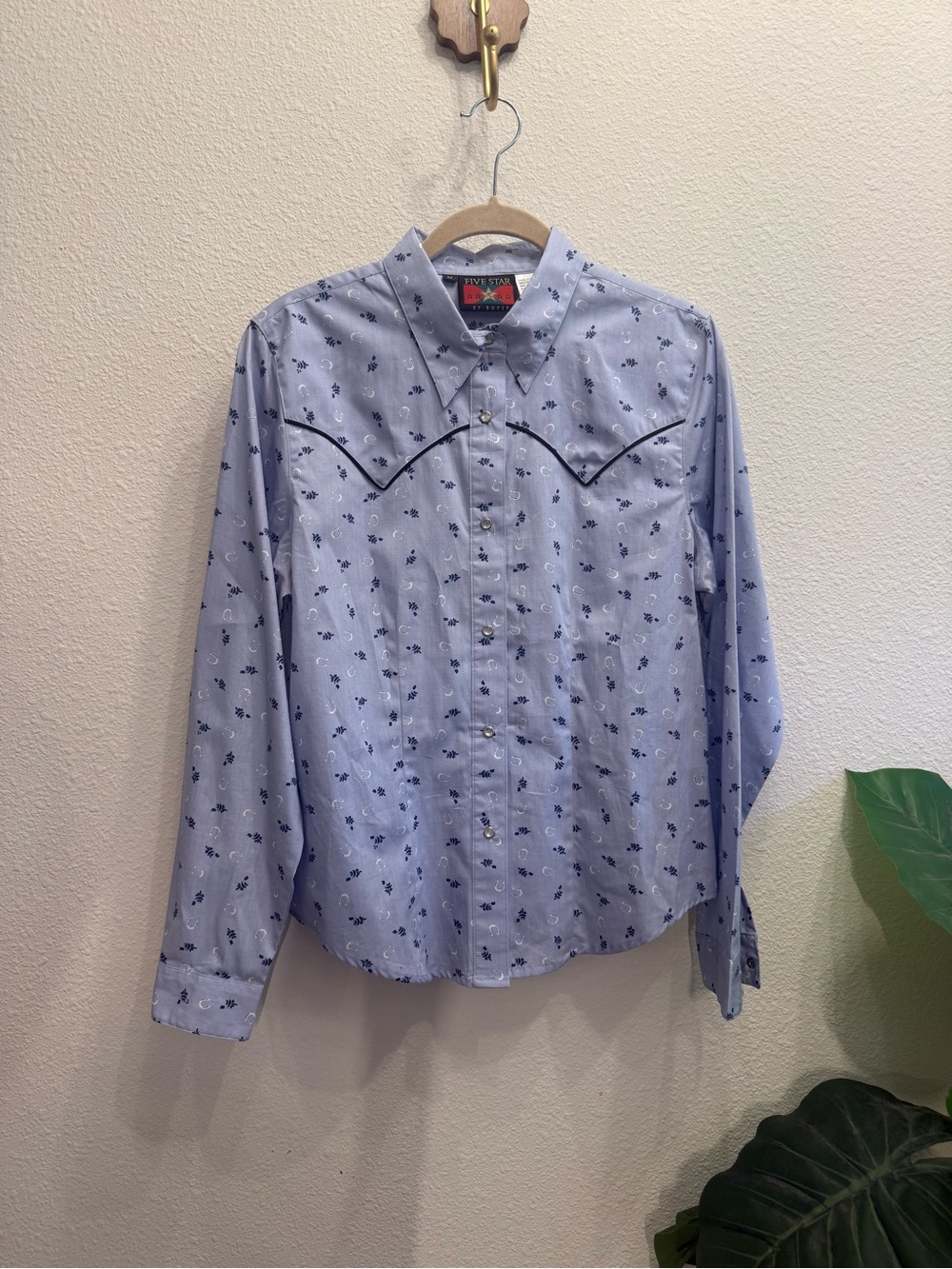 Vintage Roper Western Snap Shirt Horseshoe Floral Print Cowgirl M